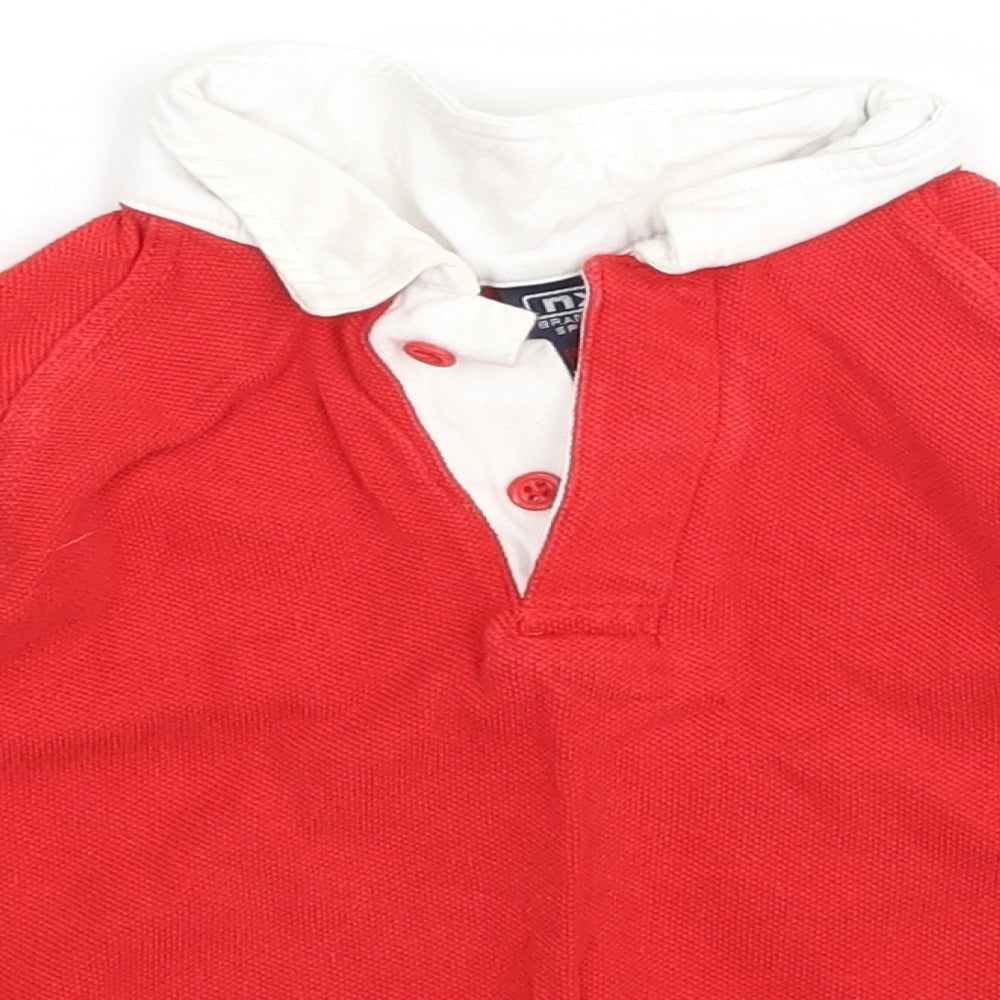 NX Boys Red  Cotton Basic Polo Size 9-12 Months Collared