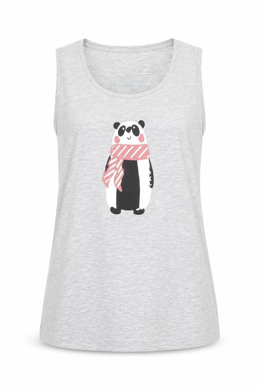 Front view of Barley Lane women’s grey cotton basic tank, size M, round neck