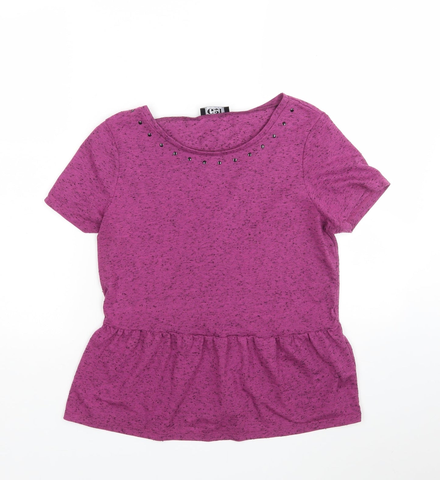 George Womens Purple  Polyester Basic T-Shirt Size 10 Round Neck