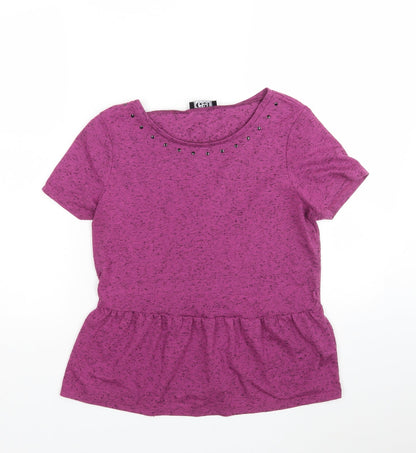 George Womens Purple  Polyester Basic T-Shirt Size 10 Round Neck