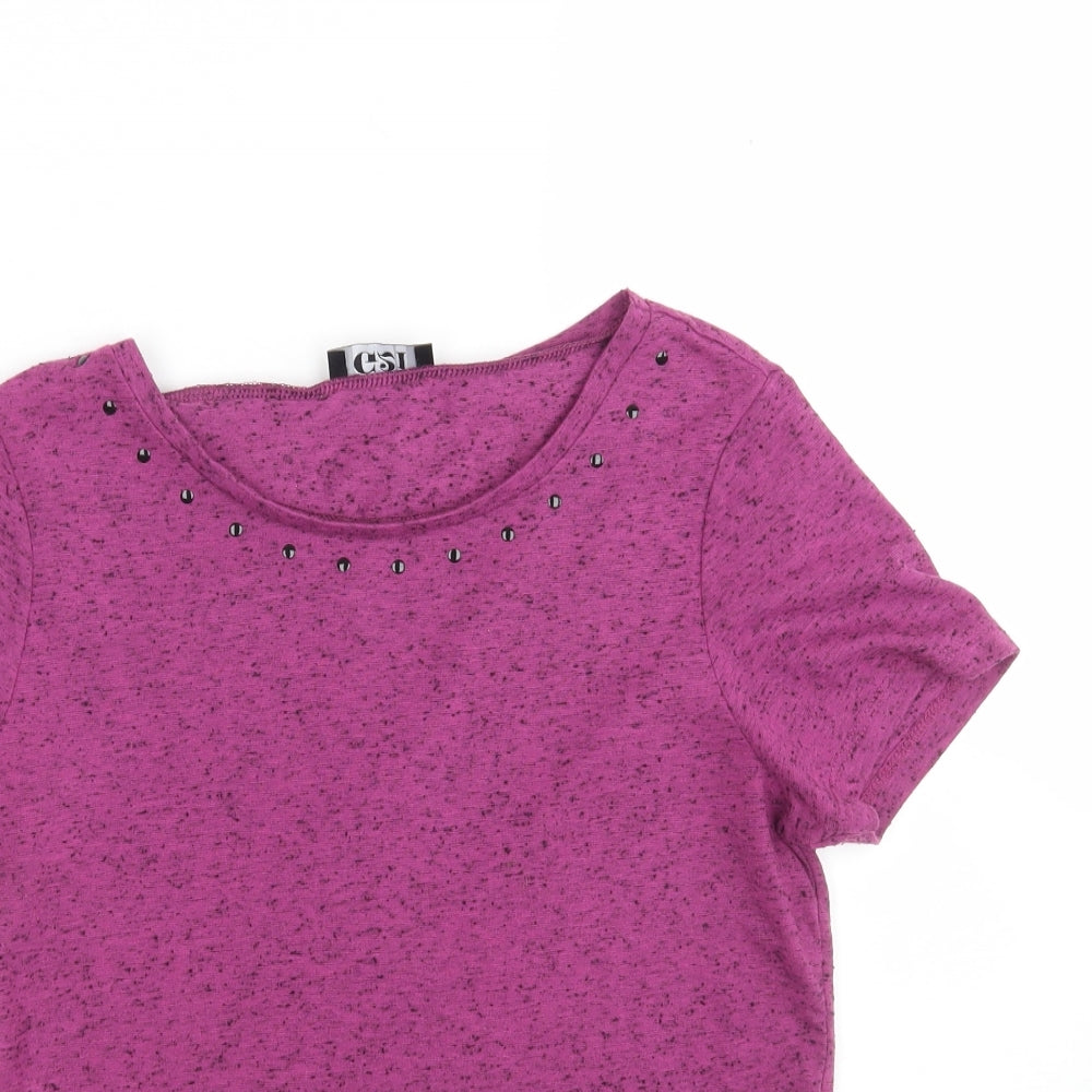 George Womens Purple  Polyester Basic T-Shirt Size 10 Round Neck