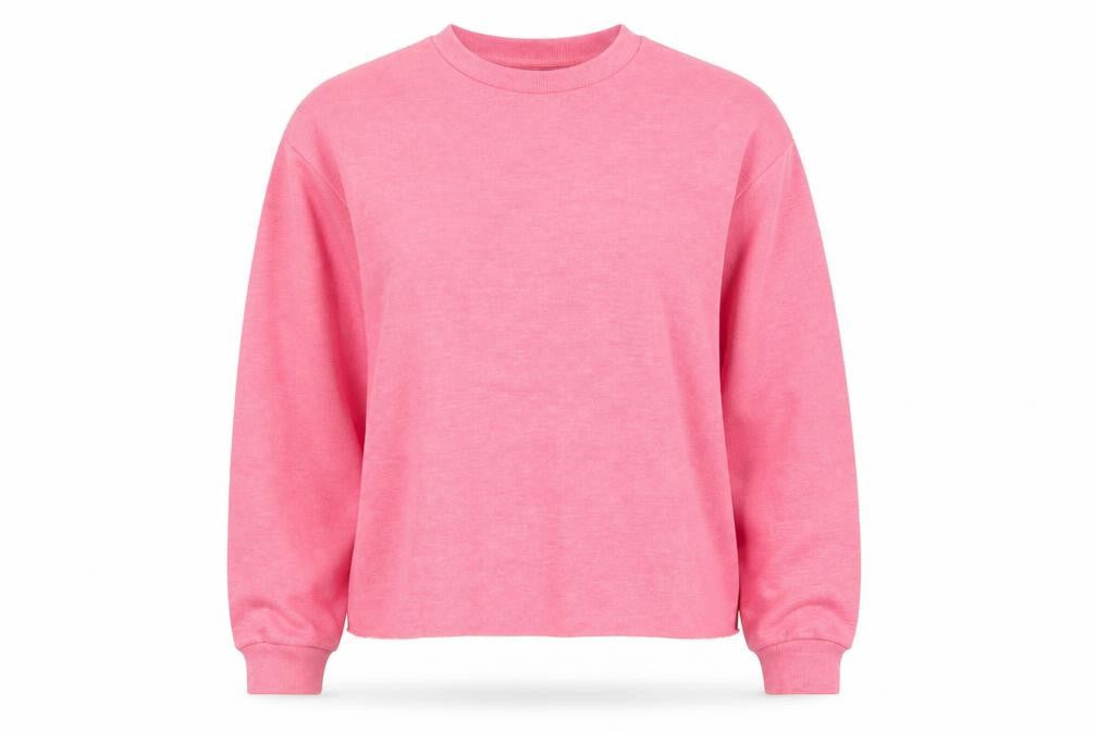 Front view of Studio women’s pink polyester pullover sweatshirt, size UK 14