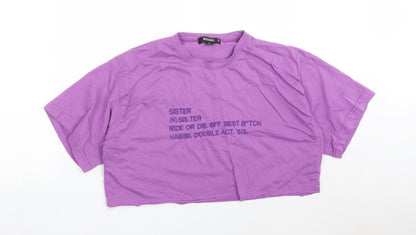 Womens UK Size 8 Missguided Purple Cropped T-Shirt