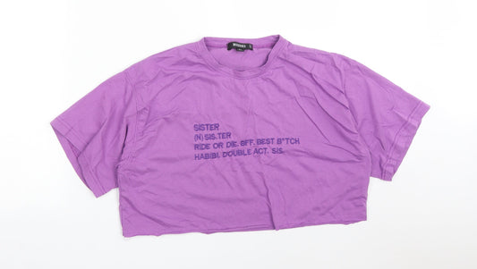 Womens UK Size 8 Missguided Purple Cropped T-Shirt