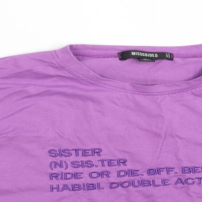 Womens UK Size 8 Missguided Purple Cropped T-Shirt
