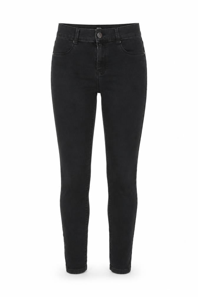 Front view of Dorothy Perkins women’s black cotton skinny jeans, size UK 8, 28-inch leg regular