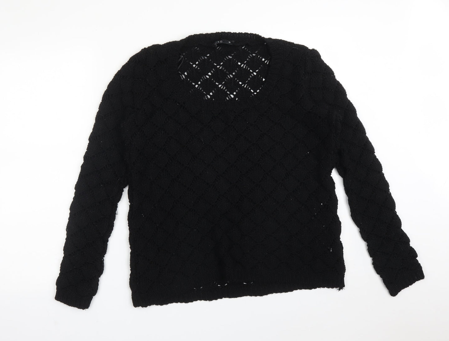 Miso Womens Black Argyle/Diamond Acrylic Pullover Sweatshirt Size 10