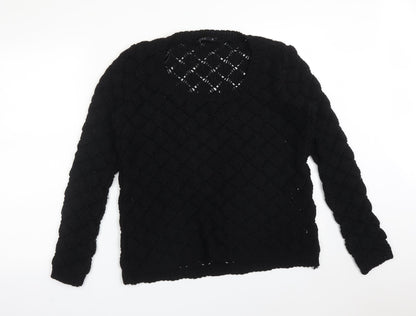 Miso Womens Black Argyle/Diamond Acrylic Pullover Sweatshirt Size 10
