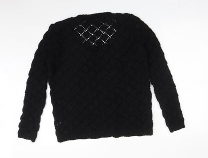 Miso Womens Black Argyle/Diamond Acrylic Pullover Sweatshirt Size 10