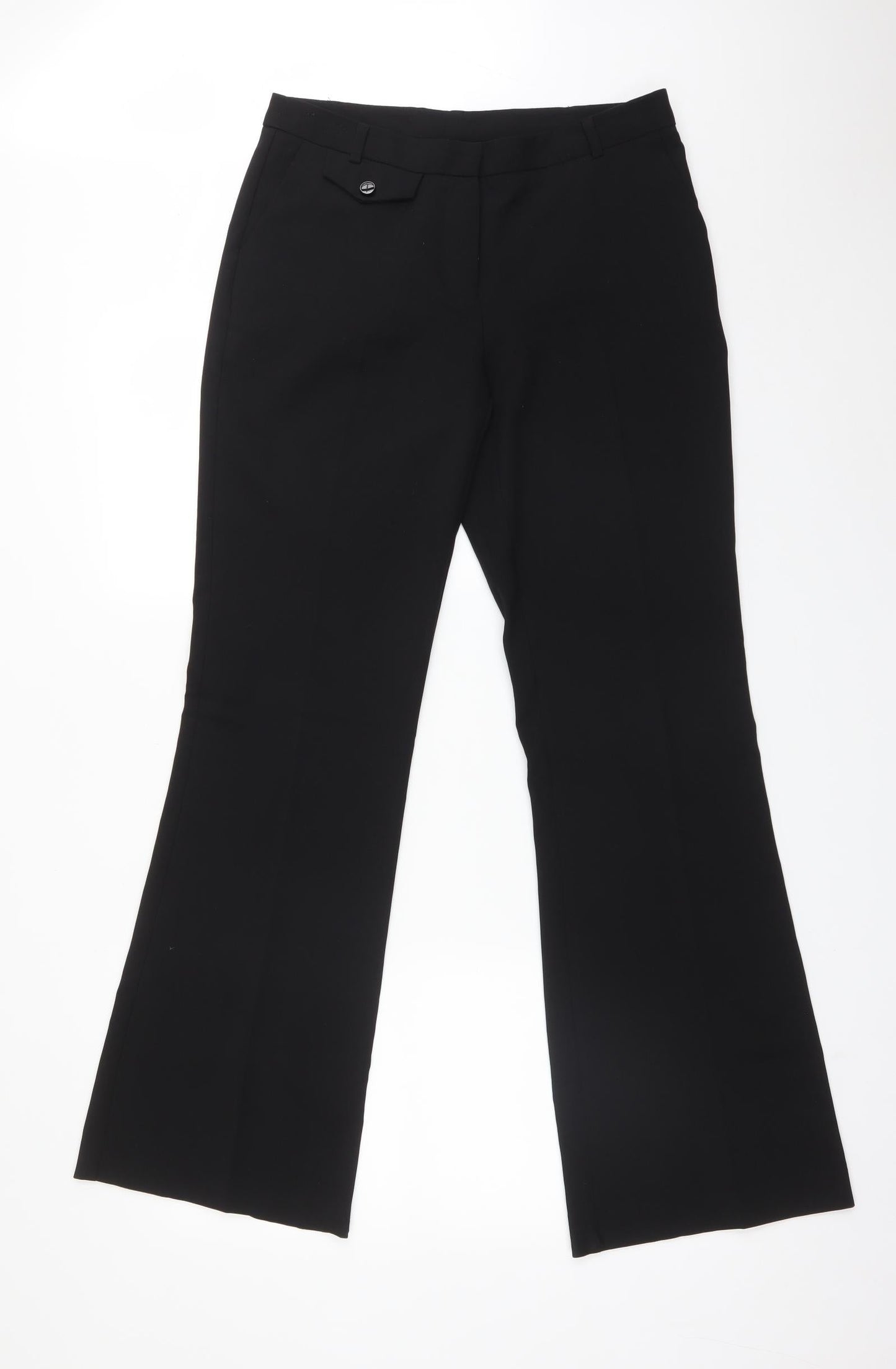 Womens UK Size 10 New Look Regular Fit Dress Pants Black Trousers