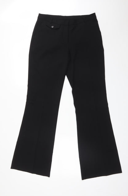 Womens UK Size 10 New Look Regular Fit Dress Pants Black Trousers