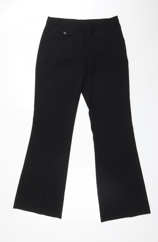 Womens UK Size 10 New Look Regular Fit Dress Pants Black Trousers