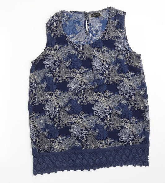 ORIGINALS Womens Multicoloured Paisley Polyester Basic T-Shirt Size 14 Round Neck