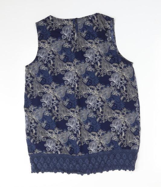 ORIGINALS Womens Multicoloured Paisley Polyester Basic T-Shirt Size 14 Round Neck