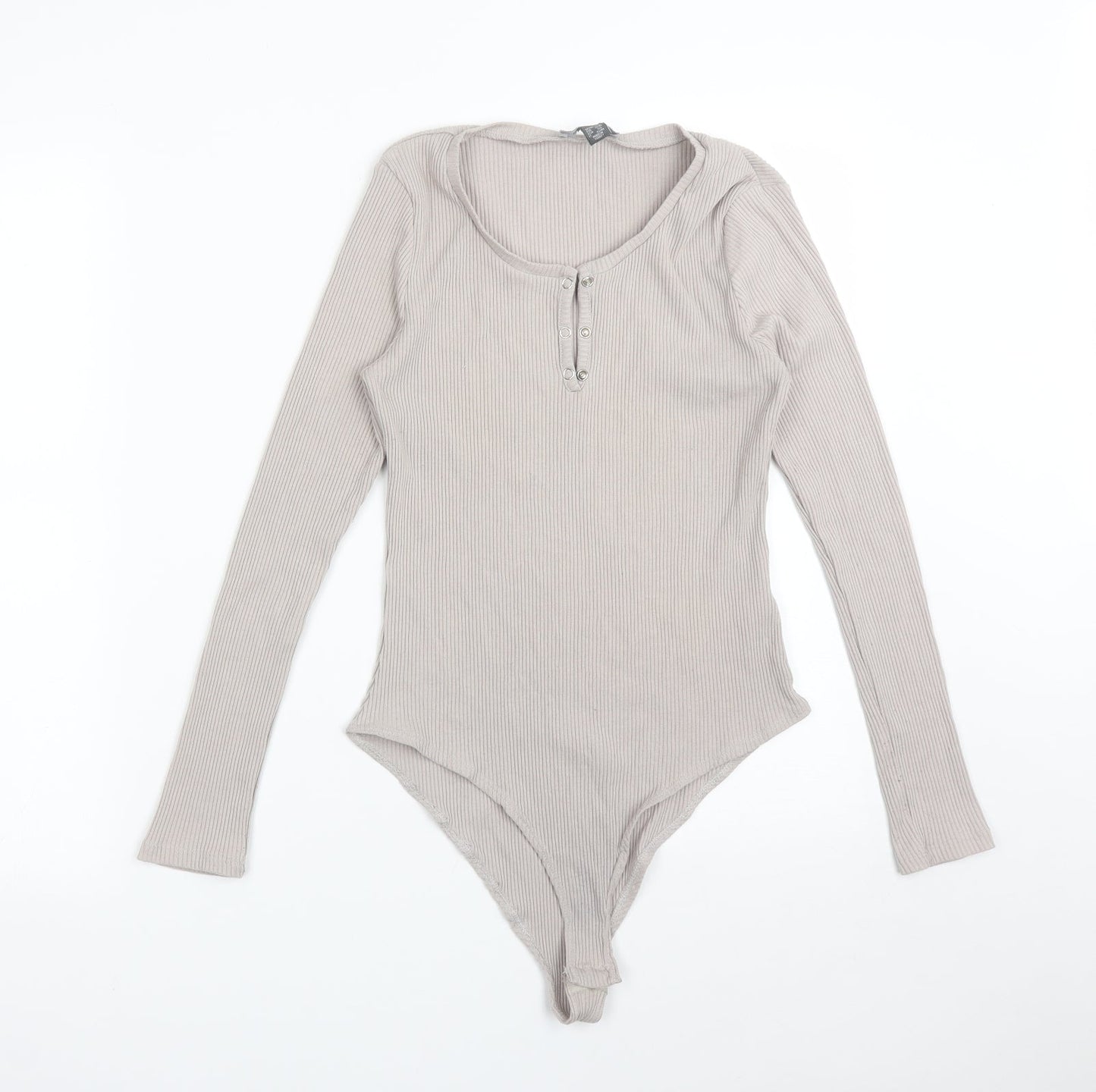 Primark Womens Grey Striped Polyester Bodysuit One-Piece Size S