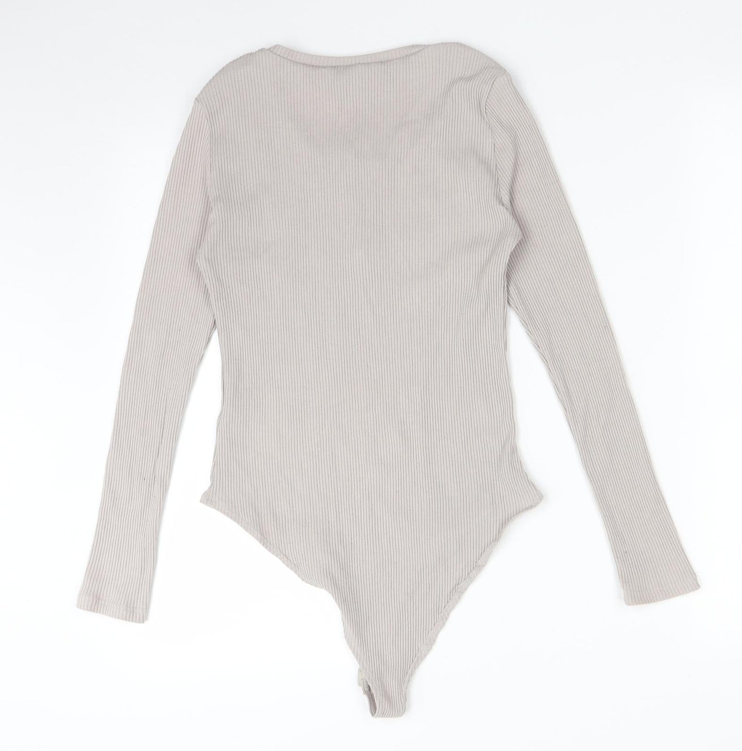 Primark Womens Grey Striped Polyester Bodysuit One-Piece Size S