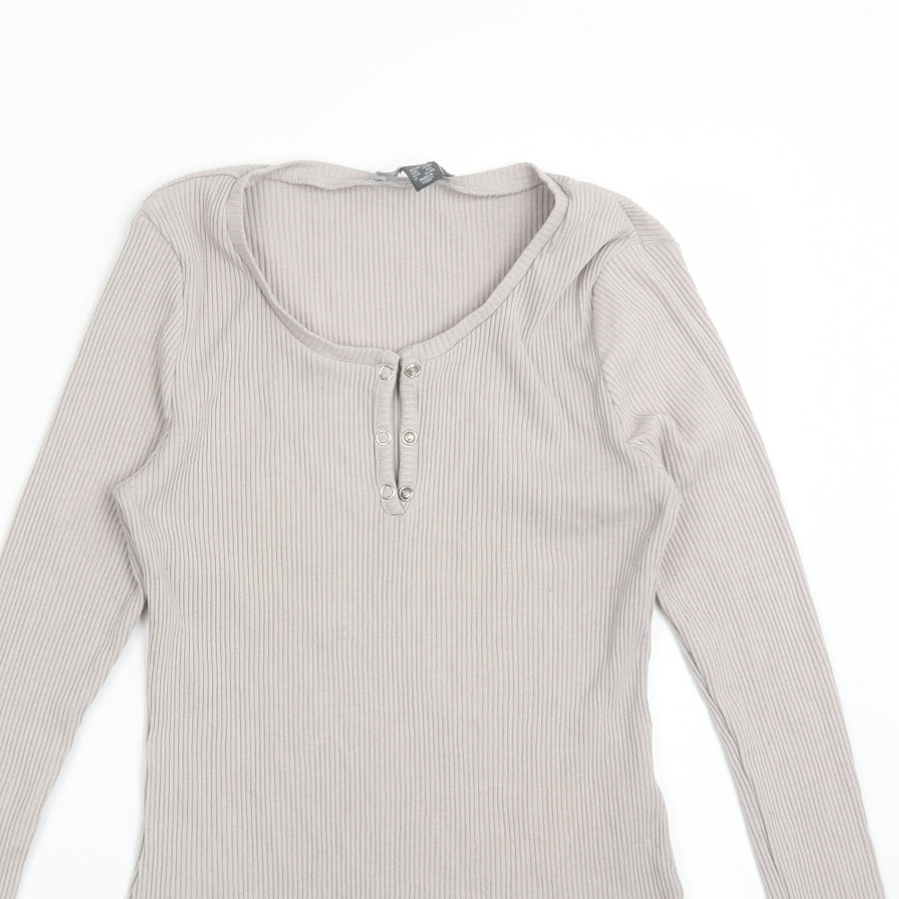 Primark Womens Grey Striped Polyester Bodysuit One-Piece Size S