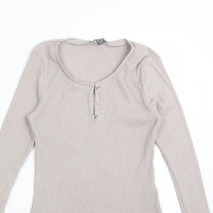 Primark Womens Grey Striped Polyester Bodysuit One-Piece Size S