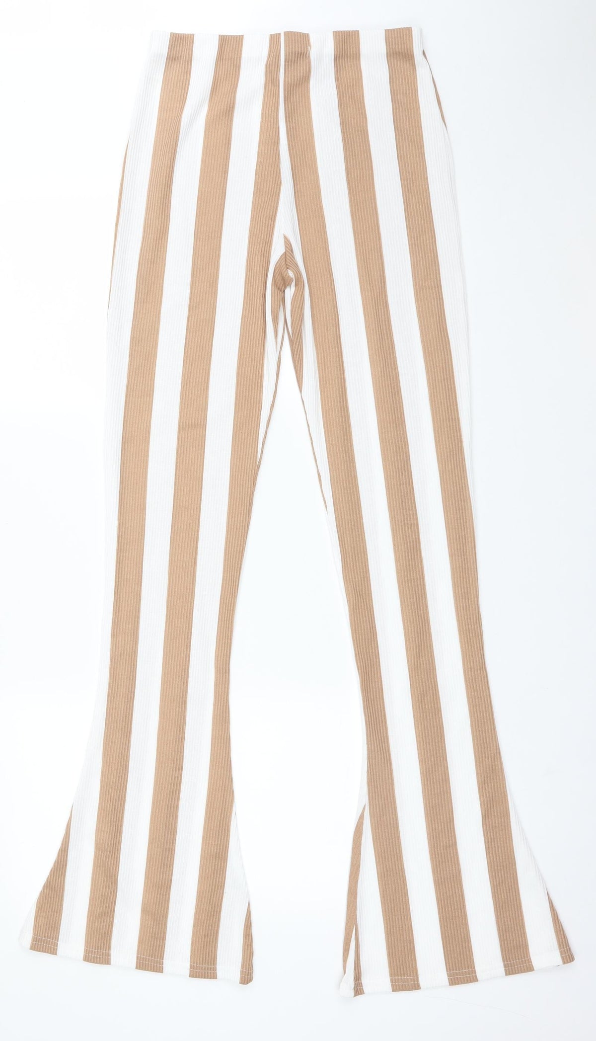 Back view of LASULA women’s multicoloured striped polyester trousers, size UK 10, 33-inch leg regular