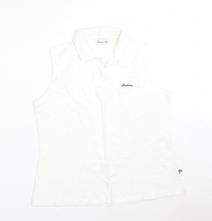 Diadora Womens White  Cotton Basic Polo Size 18 Collared