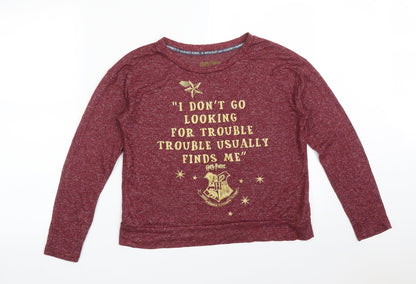 Primark Womens Red  Viscose Basic T-Shirt Size XS Round Neck - HARRY POTTER. I DON'T GO LOOKING FOR TROUBLE TROUBLE USUALLY FINDS ME