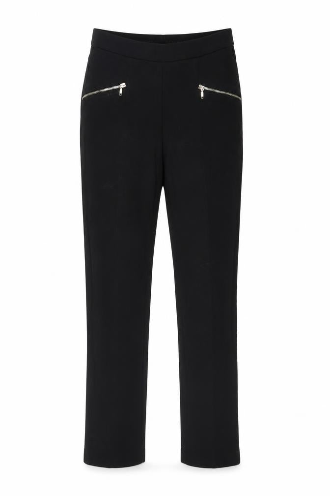 Front view of Peacocks women’s black viscose trousers, size UK 8, 28-inch leg regular