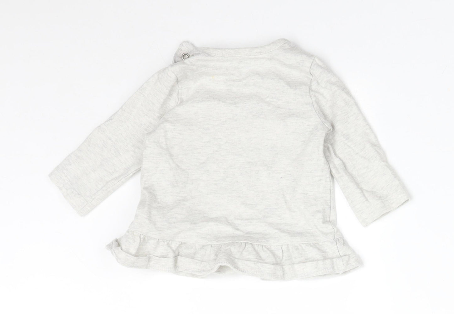 George Girls Grey  Cotton Basic T-Shirt Size 0-3 Months Round Neck  - THE CUTEST BEAR AROUND PADDINGTON