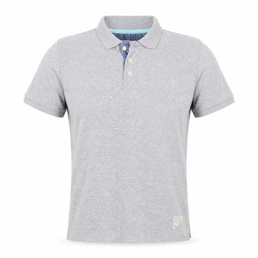 Front view of B.C.LDN men’s grey cotton polo, size S, collared