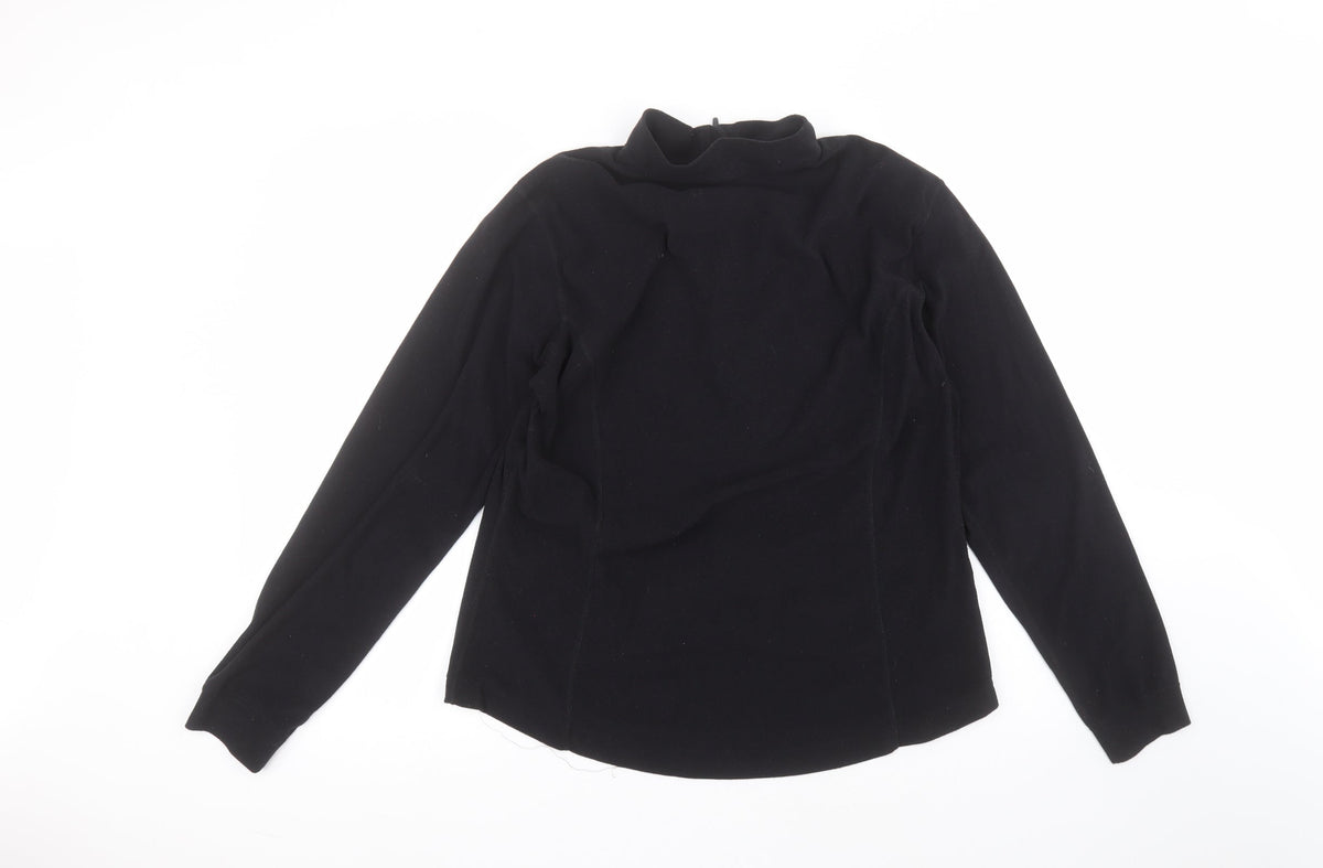 Back view of Cross women’s black round neck polyester jumper, size UK 18