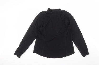 Back view of Cross women’s black round neck polyester jumper, size UK 18