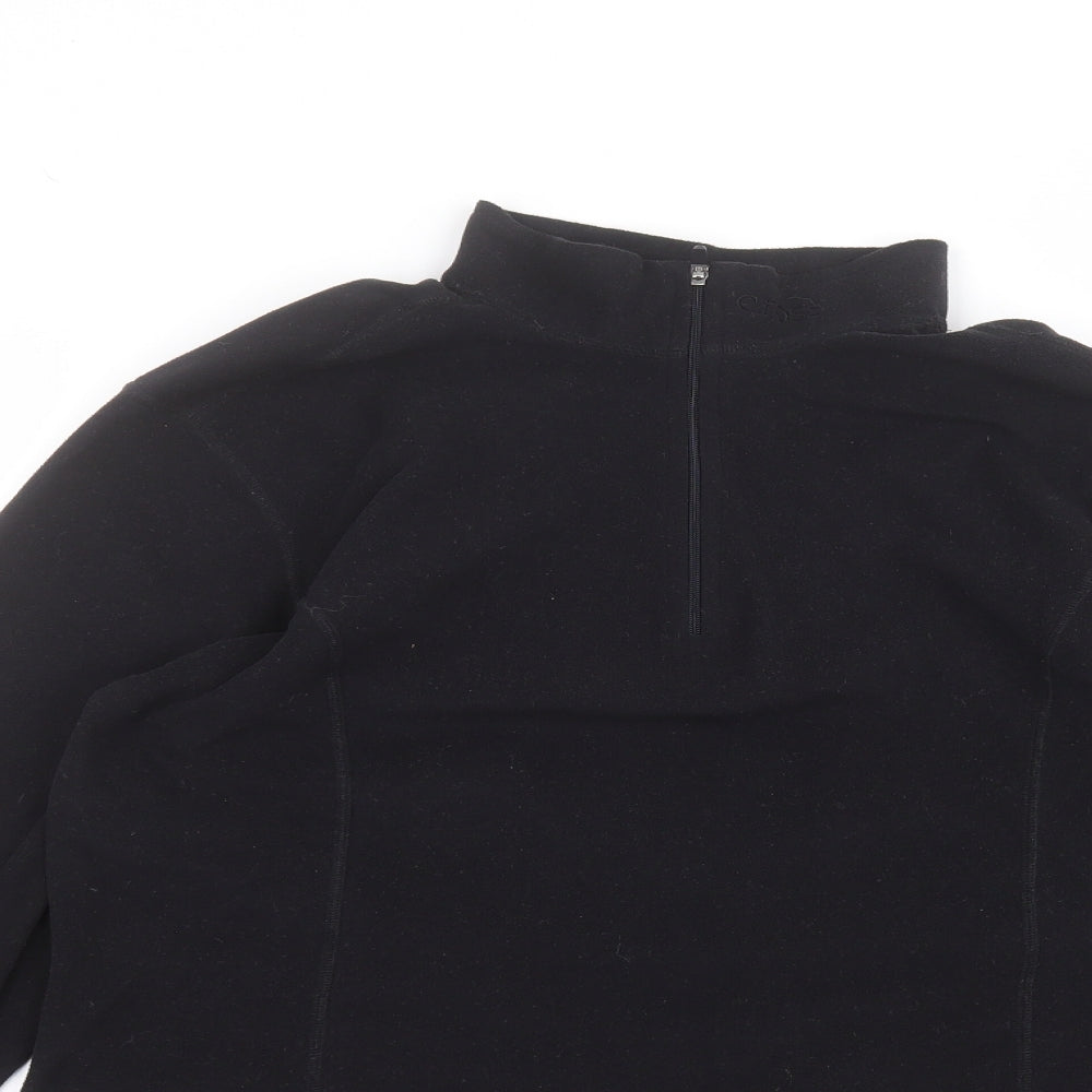 Close-up detail of Cross women’s black round neck polyester jumper, size UK 18