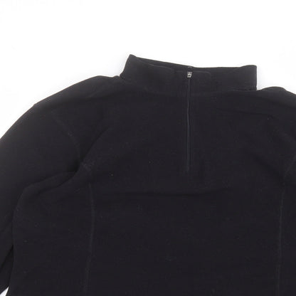 Close-up detail of Cross women’s black round neck polyester jumper, size UK 18