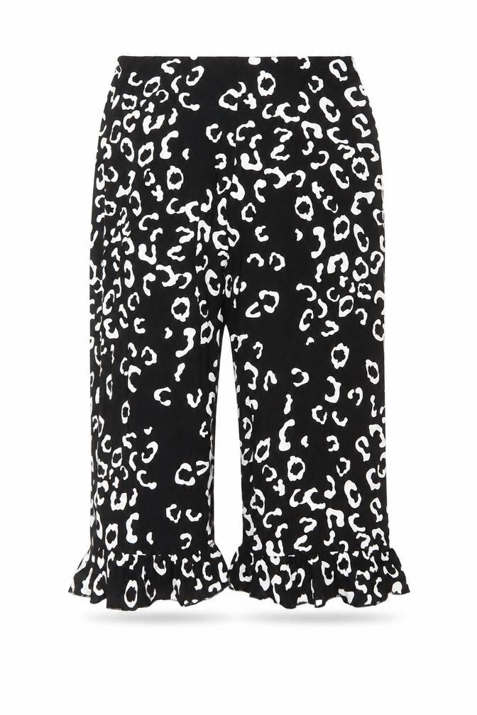 Front view of ASOS women’s black viscose cropped trousers, size UK 12, 21-inch leg regular