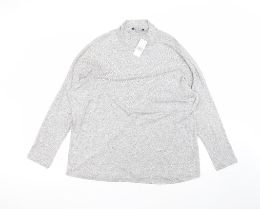 Womens UK Size L Select Grey Basic T-Shirt
