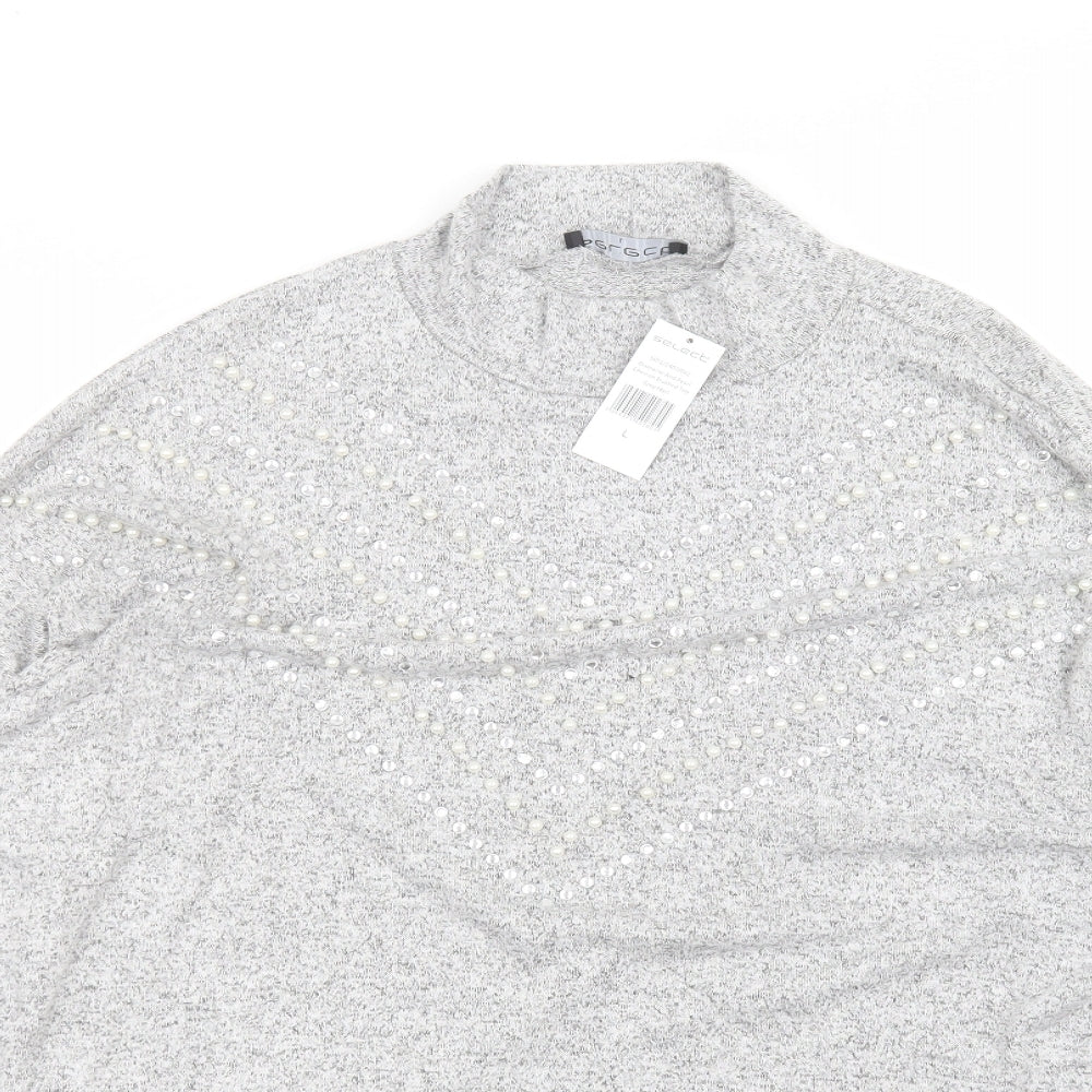 Womens UK Size L Select Grey Basic T-Shirt