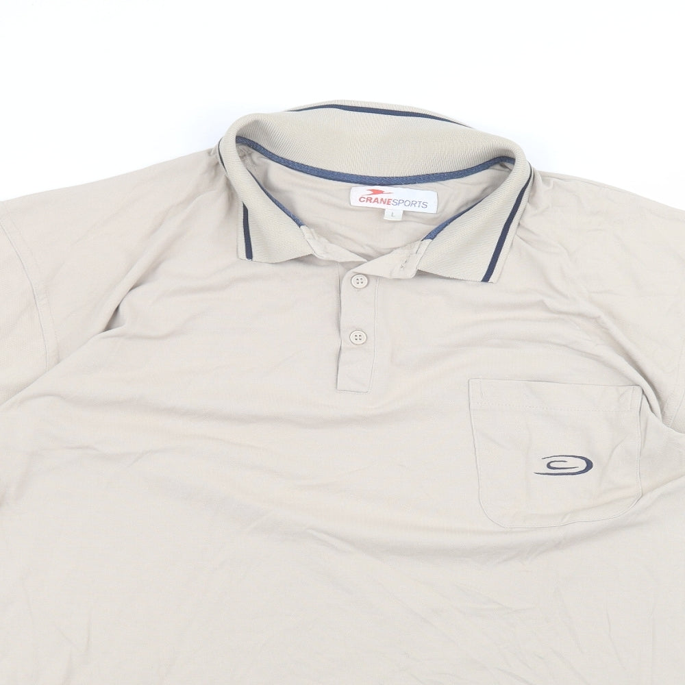 Mens UK Size L Crane Sports Polyamide Polo Shirt