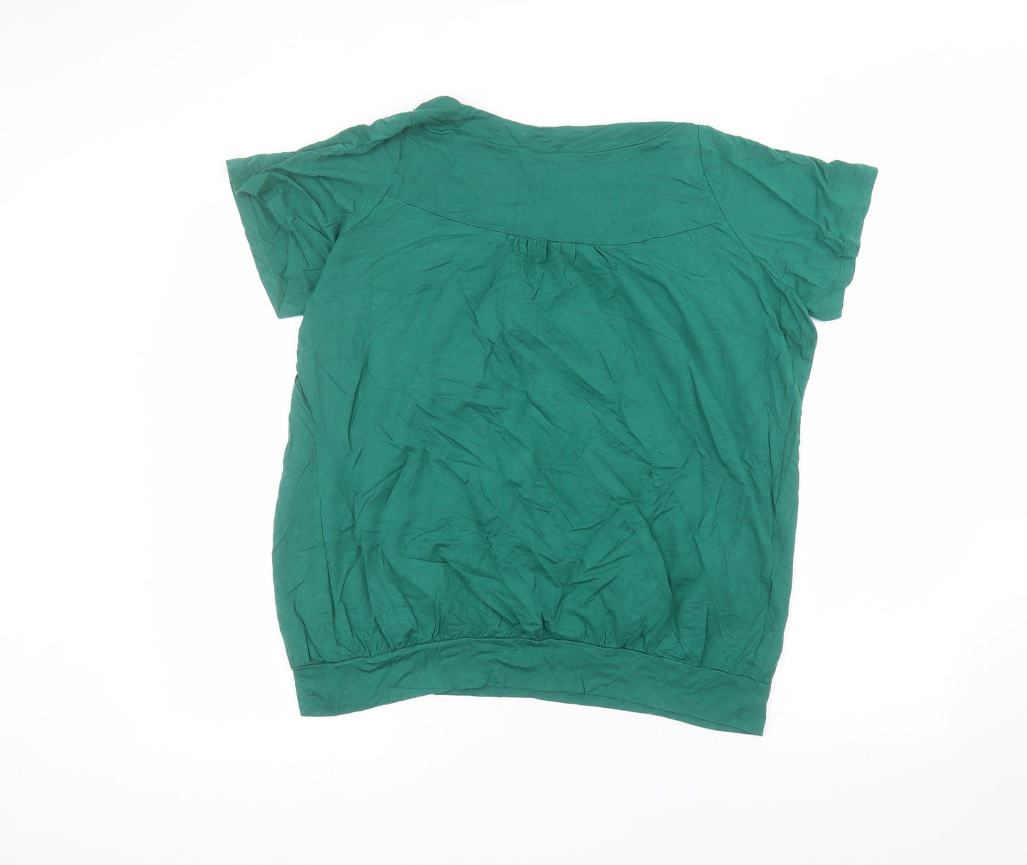 Mia Moda Womens Green  Viscose Basic T-Shirt Size 18 Round Neck