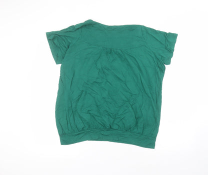 Mia Moda Womens Green  Viscose Basic T-Shirt Size 18 Round Neck