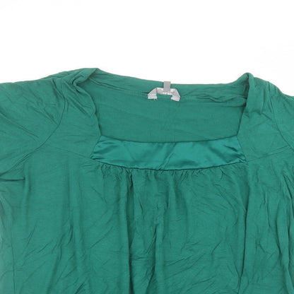 Mia Moda Womens Green  Viscose Basic T-Shirt Size 18 Round Neck