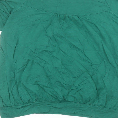 Mia Moda Womens Green  Viscose Basic T-Shirt Size 18 Round Neck