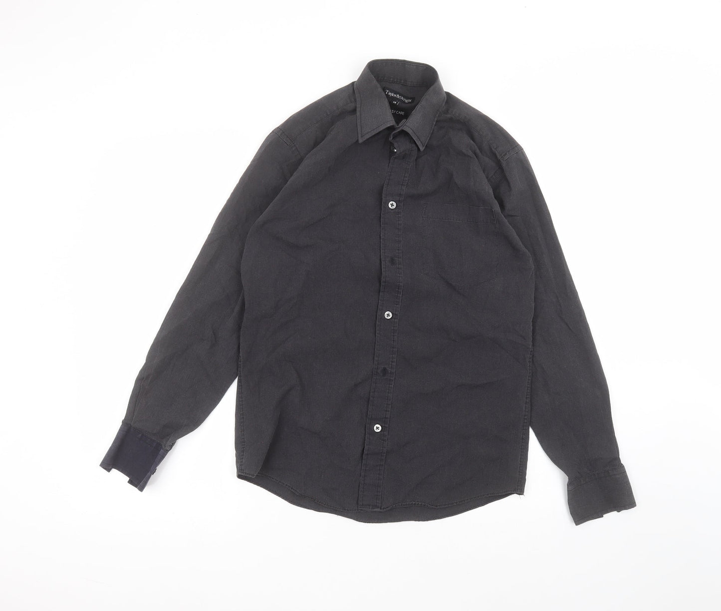 Taylor & Wright Womens Black  Polyester Basic Button-Up Size 14 Collared