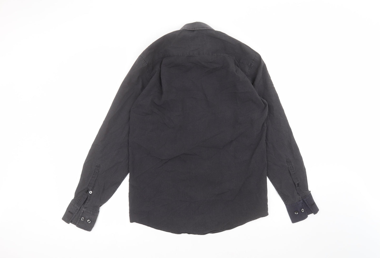 Taylor & Wright Womens Black  Polyester Basic Button-Up Size 14 Collared