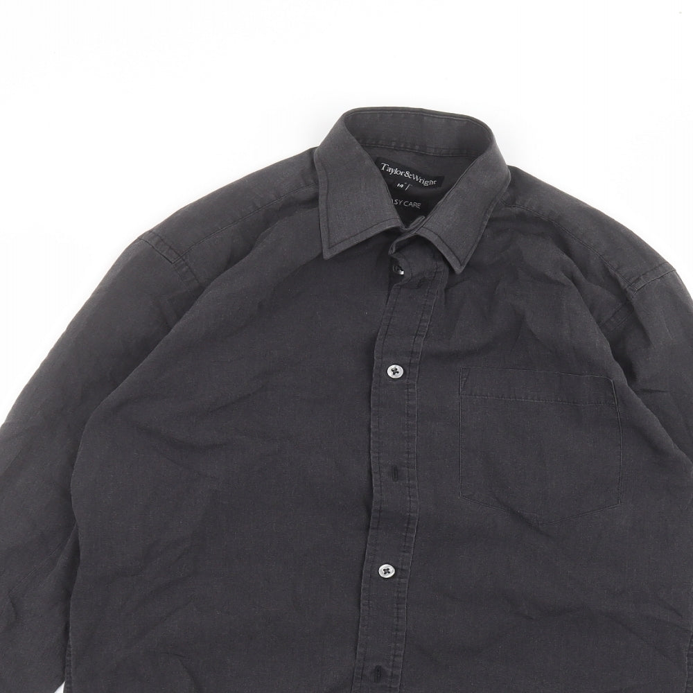 Taylor & Wright Womens Black  Polyester Basic Button-Up Size 14 Collared