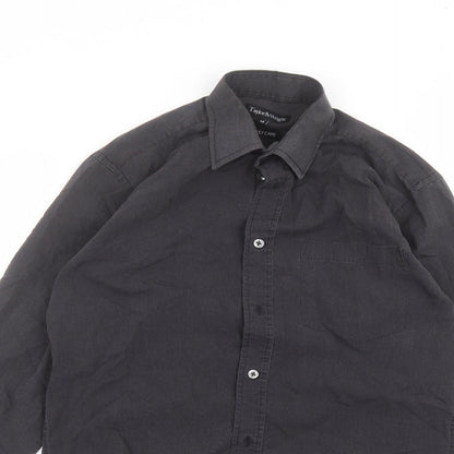 Taylor & Wright Womens Black  Polyester Basic Button-Up Size 14 Collared