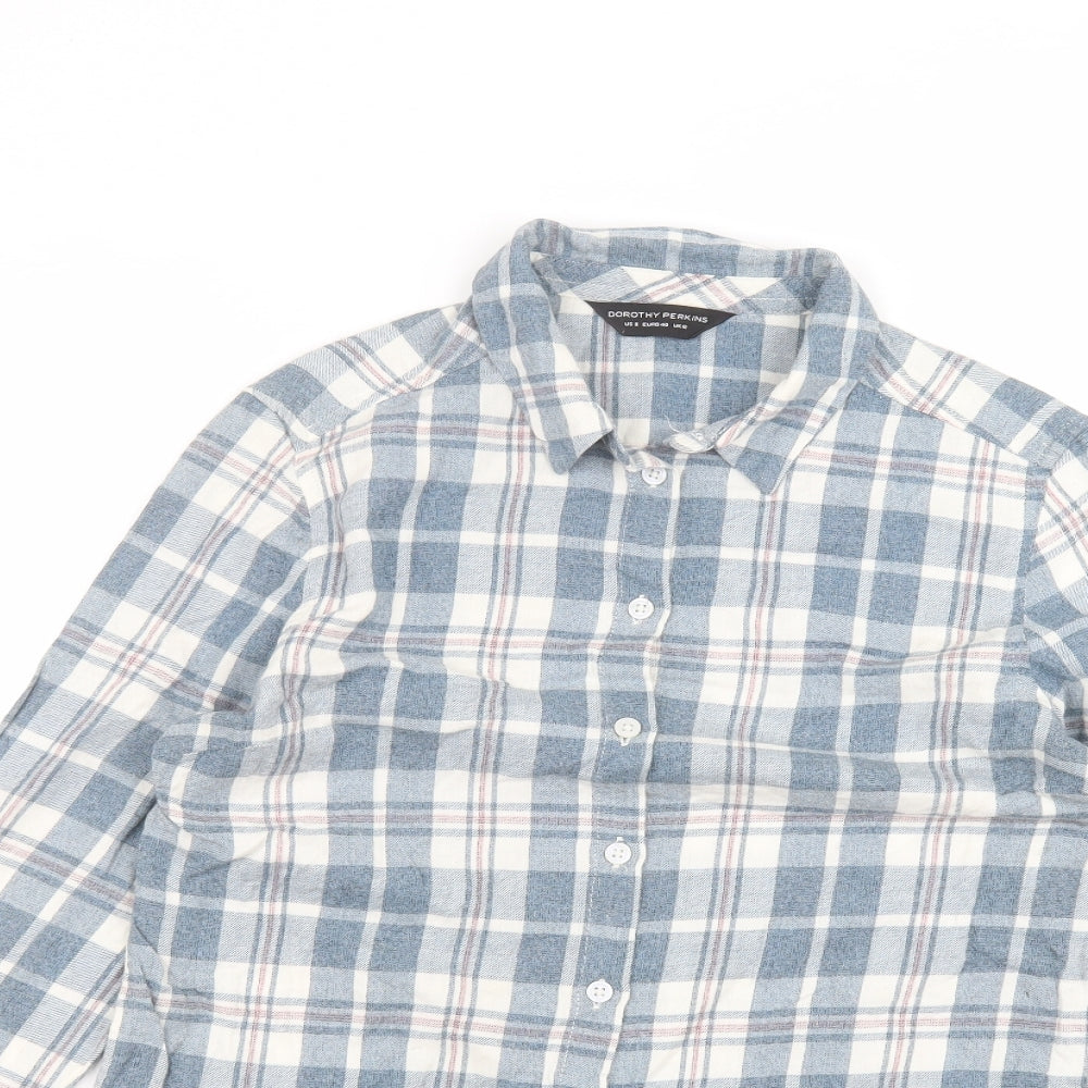 Womens UK Size 12 Dorothy Perkins Blue Basic Button-Up