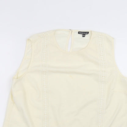 Womens UK Size 16 Warehouse Beige Basic T-Shirt