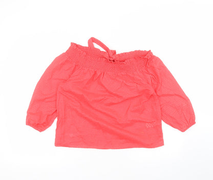 Primark Womens Red  Cotton Basic Blouse Size 14 Round Neck