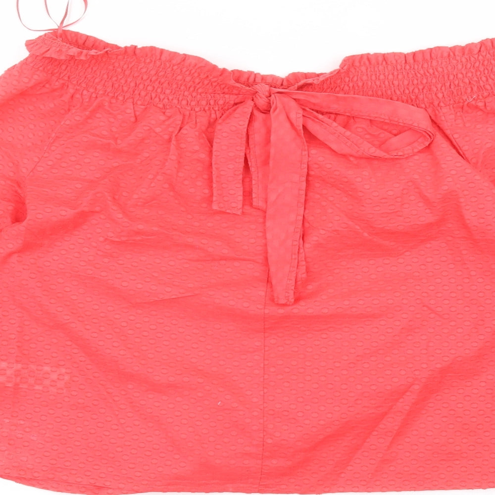 Primark Womens Red  Cotton Basic Blouse Size 14 Round Neck