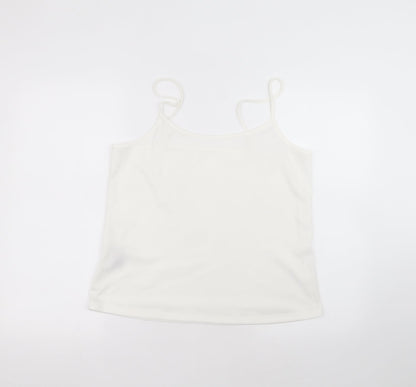 Matalan Womens White  Polyester Basic T-Shirt Size 16 Round Neck