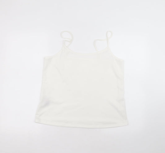 Matalan Womens White  Polyester Basic T-Shirt Size 16 Round Neck